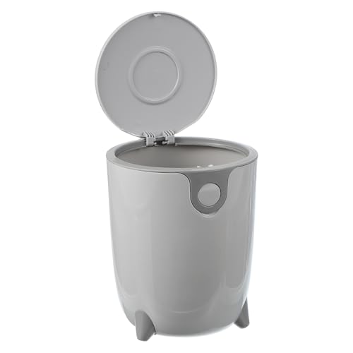 sourcing map Mini-Mülleimer für den Schreibtisch, mit Deckel, Kunststoff-Mülleimer für Badezimmer, Schlafzimmer, Schminktisch, Wohnzimmer, Küche, Büro (grau) von sourcing map