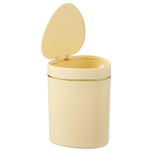 sourcing map Mini-Mülleimer mit Deckel, kleiner Recycling-Mülleimer, niedlicher Mülleimer, 2,2 l, geeignet für Büro, Badezimmer, Küche, Wohnzimmer, Schlafzimmer, Gelb von sourcing map