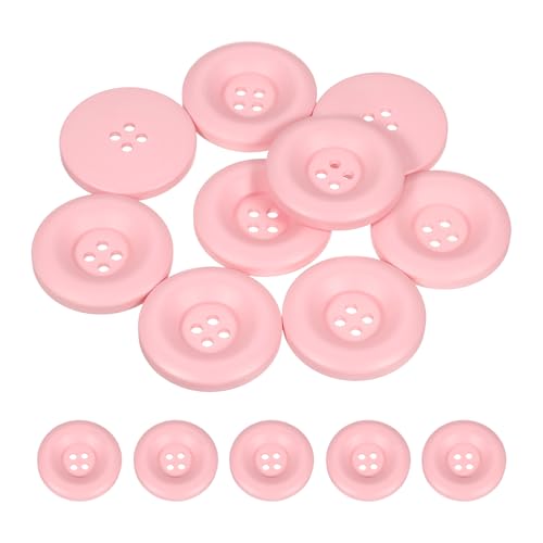 sourcing map Nähknöpfe, 30 mm, 4 Löcher, Harz, verdickt, rund, Ersatzknöpfe für Kleidung, DIY, Handwerk, Dekoration, Rosa, 10 Stück von sourcing map