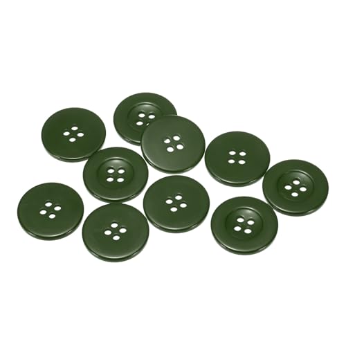 sourcing map Nähknöpfe, 48 l, 30 mm, Kunstharz, rund, flach, 4 Löcher, Ersatzknöpfe für Mäntel, Nähen, Kleidung und Heimwerken, Dunkelgrün, 10 Stück von sourcing map