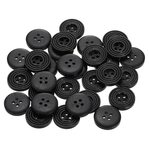 sourcing map Nähknöpfe aus Holz, rund, flach, 4 Löcher, 28 l, 18 mm, Schwarz, 30 Stück sourcing map Nähknöpfe aus Holz, rund, flach, 4 Löcher, 28 l, 18 mm, Schwarz, 30 Stück von sourcing map