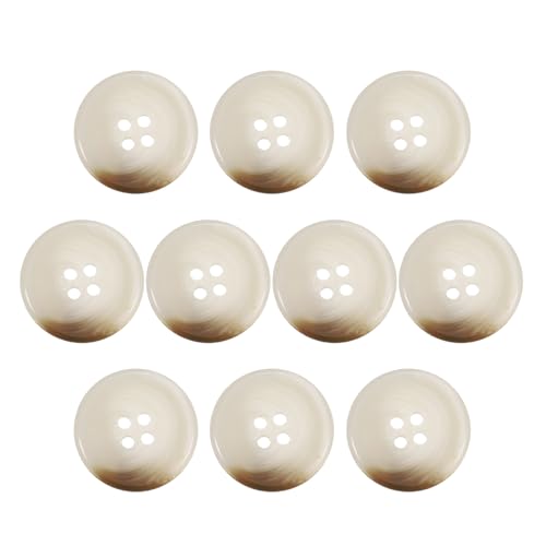 sourcing map Nähknöpfe aus Kunstharz, 25 mm, 4 Löcher, rundes Muster, flache Rückseite, Knöpfe für Mantel, Anzüge, Kleidung und Bastelarbeiten, 1 # Beige, 10 Stück von sourcing map