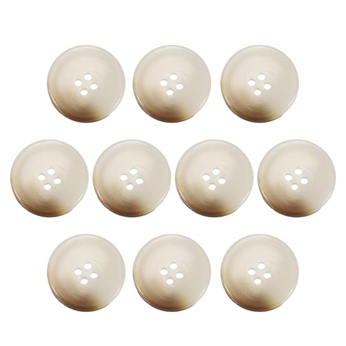 sourcing map Nähknöpfe aus Kunstharz, 28 mm, 4 Löcher, rundes Muster, flache Rückseite, Knöpfe für Mantel, Anzüge, Kleidung, Kleidung und Bastelarbeiten, 10 Stück, Beige von sourcing map