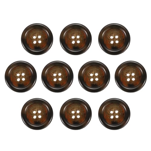 sourcing map Nähknöpfe aus Kunstharz, 28 mm, 4 Löcher, rundes Muster, flache Rückseite, Knöpfe für Mantel, Anzüge, Kleidung, Kleidung und Bastelarbeiten, 5#Kaffeebraun, 10 Stück von sourcing map
