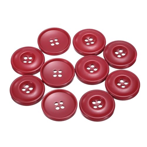 sourcing map Nähknöpfe aus Kunstharz, rund, flach, 48 l, für Mäntel, Pullover, Nähen, Kleidung und Heimwerken, Rot, 30 mm, 10 Stück von sourcing map
