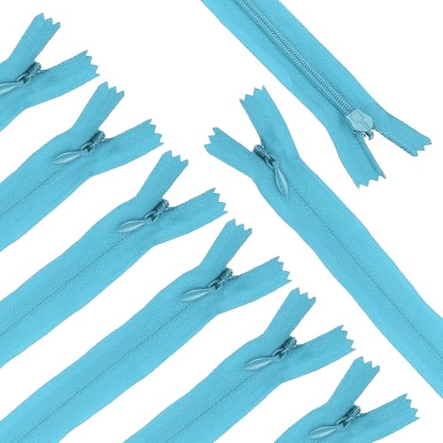 sourcing map Nylon-Spiralreißverschlüsse, Nr. 3, geschlossenes Ende, Trennung, Jacken-Reißverschlüsse, Großrahmen, Ersatz für Schneider, Nähtaschen, Bastelzubehör, Himmelblau, 10 Stück von sourcing map