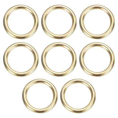 sourcing map O-Ring aus Messing, 3,5 cm Außendurchmesser, 2,6 cm dick, nahtlos, geschweißt, runde Ringschnallen für Gepäck, Gurtband, Handwerk, DIY-Dekoration, Zubehör, Goldton, 8 Stück von sourcing map