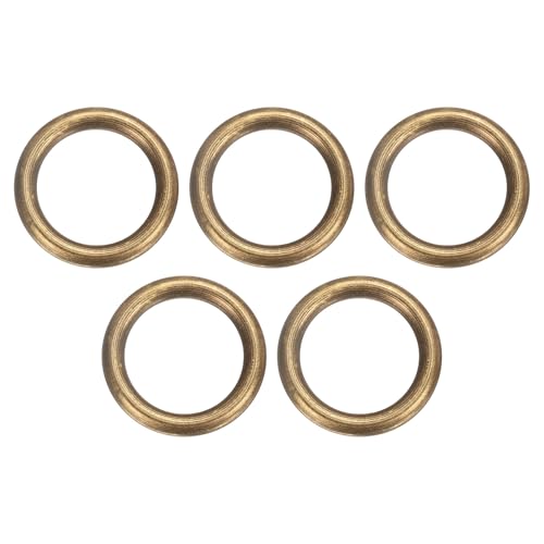sourcing map O-Ring aus Messing, 3 cm Außendurchmesser, 2,2 cm dick, nahtlos, geschweißt, runde Ringschnallen für Gepäck, Gurtband, Basteln, Dekoration, Zubehör, Bronze, 5 Stück von sourcing map