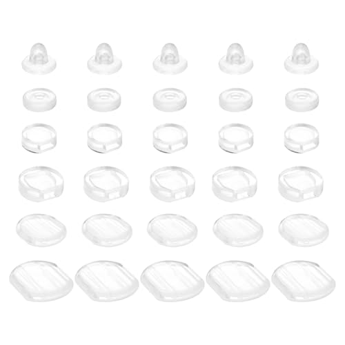sourcing map Ohrring-Pads, 36 Stück, 6 Stile – Silikon-Clip-On-Ohrring-Verschlüsse, Komfort-Ohrring-Kissen, Ersatz (transparent) von sourcing map