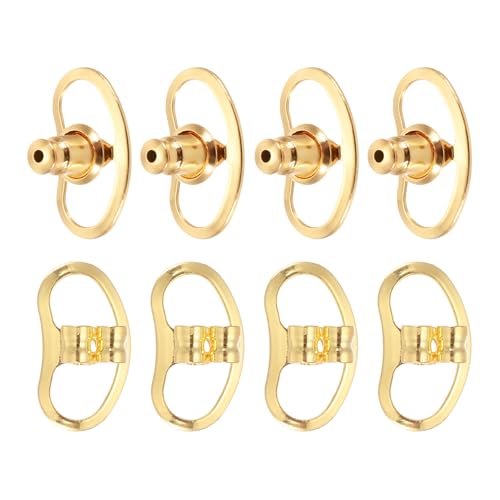 sourcing map Ohrring-Verschlüsse, Ersatz-Set, große Metall-Ohrringstütze, Heber mit Verriegelung für schwere Ohrstecker, Ohrläppchen (2 Stile, Gold, 8 Stück) von sourcing map