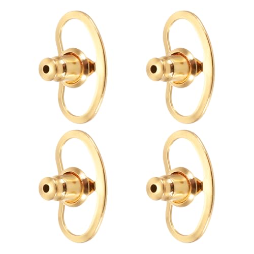 sourcing map Ohrring-Verschlüsse, große Metall-Ohrringstütze, Heber mit Verriegelung für schwere Ohrstecker, hängende Ohrläppchen (Gold, 4 Stück) von sourcing map