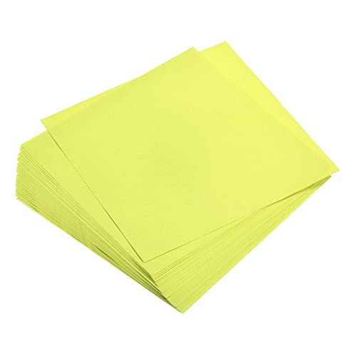 sourcing map Origami Papier Beidseitig Fluoreszierend Gelb 5,9"x5,9" Viereckig DIY 100 Blatt von sourcing map