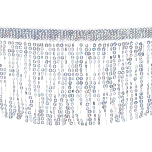 sourcing map Pailletten-Fransenbordüre, 16,3 cm breit, Quaste, Fransen, Nähband, Polyester, für DIY, Handwerk, Nähen, Vorhang, Kissen, Kleid, Kleidung, Verzierung, Silber, 9,1 m sourcing map Pailletten-Fransenbordüre, 16,3 cm breit, Quaste, Fransen, Nähband, Polyester, für DIY, Handwerk, Nähen, Vorhang, Kissen, Kleid, Kleidung, Verzierung, Silber, 9,1 m von sourcing map