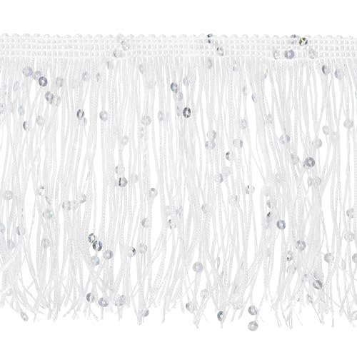 sourcing map Pailletten-Fransenbordüre, glitzernd, Zierband für Kostüme, Kleidung, DIY, Nähen, Basteln, Dekoration, 2 m, Weiß sourcing map Pailletten-Fransenbordüre, glitzernd, Zierband für Kostüme, Kleidung, DIY, Nähen, Basteln, Dekoration, 2 m, Weiß von sourcing map