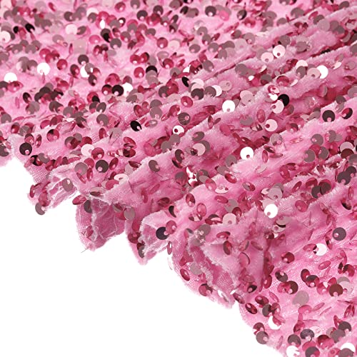 sourcing map Pailletten Stoff Meterware 120cm x 91cm Sparkly Stoff glitzernder Stoff Pailletten-Stoff Flanell mit 5mm Runde Pailletten, Rosa von sourcing map