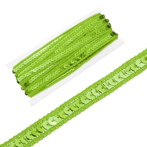 sourcing map Paillettenband, 1,3 cm x 4,5 m, flaches Glitzerband für Bastelarbeiten, Verzierungen, Kostüme, Hüte, Kleider, Schuhe, Stirnband, Nähen, Grün / Gelb von sourcing map