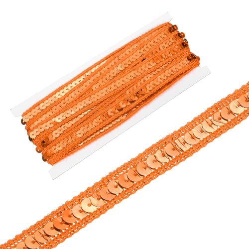sourcing map Paillettenband, 1,3 cm x 4,5 m, flaches Glitzerband für Bastelarbeiten, Verzierungen, Kostüme, Hüte, Kleider, Schuhe, Stirnband, Nähen, Orange von sourcing map