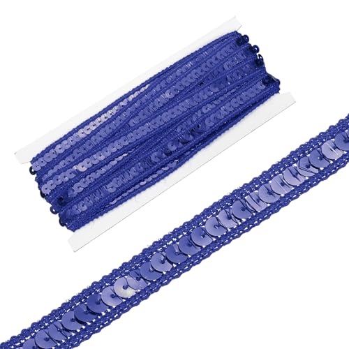 sourcing map Paillettenband, 1,3 cm x 4,5 m, flaches Glitzerband für Bastelarbeiten, Verzierungen, Kostüme, Hüte, Kleider, Schuhe, Stirnband, Nähen, Saphirblau von sourcing map