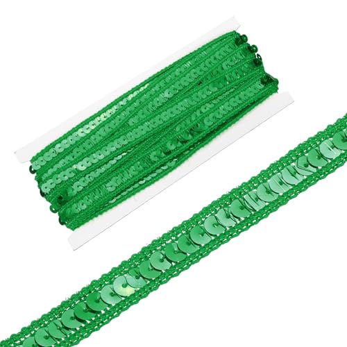 sourcing map Paillettenband, 1,3 cm x 4,5 m, flaches Glitzerband für Bastelarbeiten, Verzierungen, Kostüme, Hüte, Kleider, Schuhe, Stirnband, Nähen, Weihnachtsgrün von sourcing map