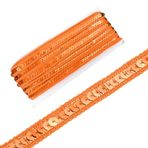 sourcing map Paillettenband, 1,3 cm x 9,1 m, flaches Glitzerband für Bastelarbeiten, Verzierungen, Kostüme, Hüte, Kleider, Schuhe, Stirnband, Nähen, Orange von sourcing map