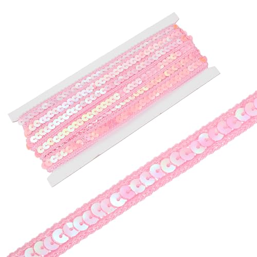 sourcing map Paillettenband, 1,3 cm x 9,1 m, flaches Glitzerband zum Basteln, Verzierungen, Kostüme, Hüte, Kleider, Schuhe, Stirnband, Nähen, Hellrosa von sourcing map