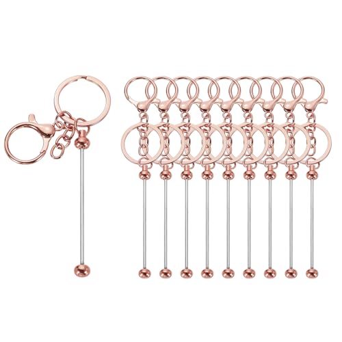sourcing map Perlen-Schlüsselanhänger-Stangen, Metallperlen, blanko, kreativ, niedlich, für Bastelarbeiten, Schmuckherstellung, Roségold, 10 Stück von sourcing map
