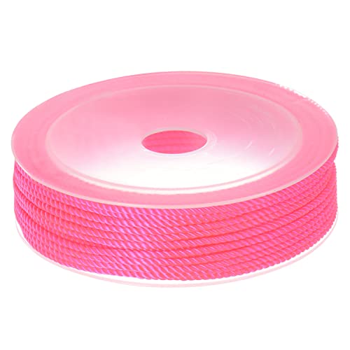 sourcing map Perlschnur aus gedrehtem Nylongarn 2mm 13M/43 Feet Extra Starke geflochtene Nylonschnur zum Basteln von Armbändern Schmuckherstellung, Hot Pink von sourcing map