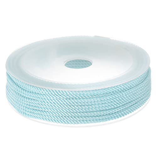 sourcing map Perlschnur aus gedrehtem Nylongarn 2mm 13M/43 Feet Extra Starke geflochtene Nylonschnur zum Basteln von Armbändern und Schmuckherstellung, hellblau von sourcing map
