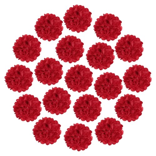 sourcing map Pompons aus Seidenpapier, 35,6 cm, bunt, große Papierblumen, Wanddekorationen für Fiesta, Party, Geburtstag, Hochzeit, Rot, 20 Stück von sourcing map