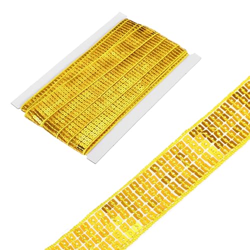 sourcing map Quadratische Pailletten-Bordüre, 2,5 cm x 9,1 m, 5 Reihen, flach, goldfarben, Paillettenstoff, Band zum Basteln, Basteln, Fransen, Nähen sourcing map Quadratische Pailletten-Bordüre, 2,5 cm x 9,1 m, 5 Reihen, flach, goldfarben, Paillettenstoff, Band zum Basteln, Basteln, Fransen, Nähen von sourcing map