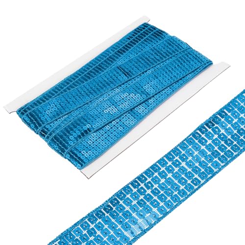 sourcing map Quadratische Pailletten-Bordüre, 2,5 cm x 9,1 m, 5 Reihen, flach, himmelblau, Paillettenstoff, Band zum Basteln, Basteln, Fransen, Nähen sourcing map Quadratische Pailletten-Bordüre, 2,5 cm x 9,1 m, 5 Reihen, flach, himmelblau, Paillettenstoff, Band zum Basteln, Basteln, Fransen, Nähen von sourcing map