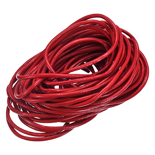 sourcing map Rund Lederschnur 11 Yards 10 Meter 3mm Lederband Flechtschnur Schnur Lederriemen für Geldbörse Handtasche Schnürsenkel Basteln Kunsthandwerk Armband Herstellung Dunkel Rot von sourcing map