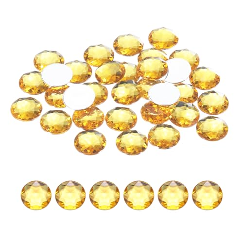 sourcing map Runde Acryl-Strasssteine mit flacher Rückseite, 12 mm, gelbe Kristall-Strasssteine mit flacher Rückseite, für Bastelarbeiten, Kleidung, Schuhe, DIY-Dekoration, Geschenke, 50 Stück von sourcing map