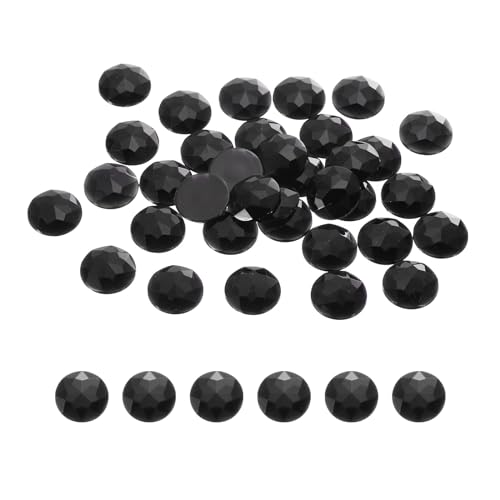 sourcing map Runde Acryl-Strasssteine mit flacher Rückseite, 12 mm, schwarze Kristall-Strasssteine mit flacher Rückseite, für Bastelarbeiten, Kleidung, Schuhe, DIY-Dekoration, Geschenke, 50 Stück von sourcing map
