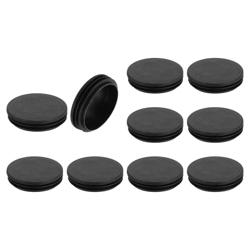 sourcing map Runde Kunststoffstopfen, schwarze Endkappenstopfen, 74 mm, Möbelbein-Rohreinsatz, Gleitschutz für Stuhl, Sofa, Tisch, Regal, 10 Stück von sourcing map