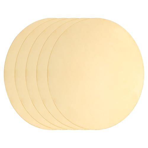 sourcing map Runde Messingplatte, 0,5 mm dick, 100 mm Durchmesser, H62, runde Messingscheibe, blank, rund, Metallblech, Kupfer-Kreisscheibe für Metallstempel, DIY, Handwerk, 5 Stück von sourcing map