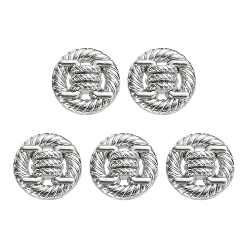 sourcing map Runde Metallknöpfe, 18 mm, Schaft aus Legierung, Nähen, Basteln, Ersatzknöpfe, geknotetes Seil, hohles Muster für Kleidung, Dekoration, DIY-Zubehör, Weiß, 5 Stück von sourcing map
