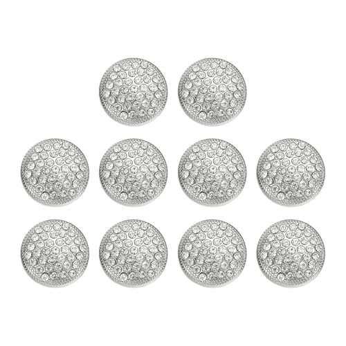 sourcing map Runde Metallknöpfe, 18 mm, Schaft aus Legierung, Strass, Nähen, Basteln, Ersatzknöpfe für Kleidung, Dekoration, DIY-Zubehör, Weiß, 10 Stück von sourcing map