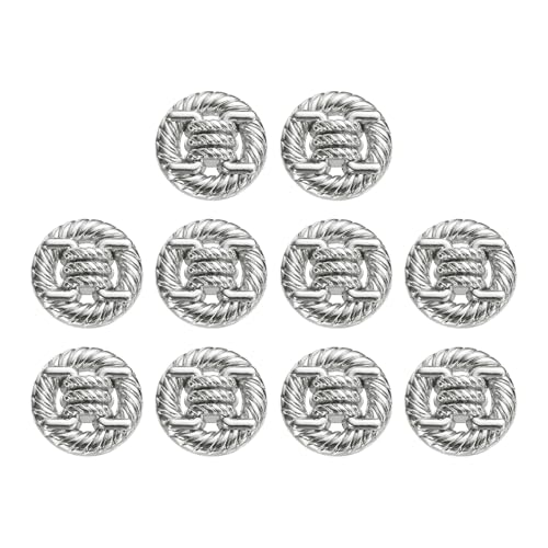 sourcing map Runde Metallknöpfe, 18 mm, Schaft aus Legierung, zum Nähen, Basteln, Ersatzknöpfe, geknotetes Seil, hohles Muster für Kleidung, Dekoration, DIY-Zubehör, Weiß, 10 Stück von sourcing map