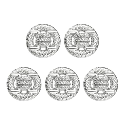 sourcing map Runde Metallknöpfe, 23 mm, Schaft aus Legierung, Nähen, Basteln, Ersatzknöpfe, geknotetes Seil, hohles Muster für Kleidung, Dekoration, DIY-Zubehör, Weiß, 5 Stück von sourcing map