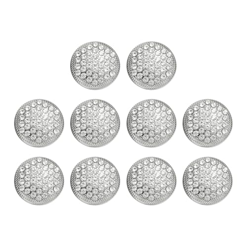 sourcing map Runde Metallknöpfe, 25 mm, Schaft aus Legierung, Strass, Nähen, Basteln, Ersatzknöpfe für Kleidung, Dekoration, DIY-Zubehör, Weiß, 10 Stück von sourcing map