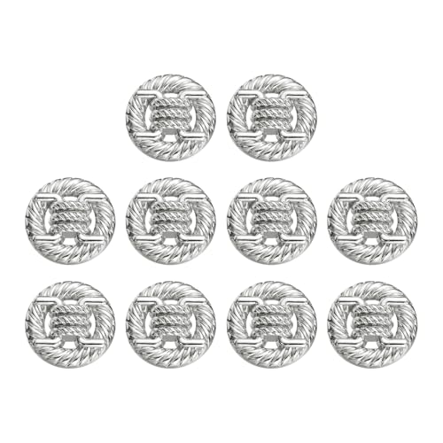 sourcing map Runde Metallknöpfe, 25 mm, Schaft aus Legierung, zum Nähen, Basteln, Ersatzknöpfe, geknotetes Seil, hohles Muster für Kleidung, Dekoration, DIY-Zubehör, Weiß, 10 Stück von sourcing map