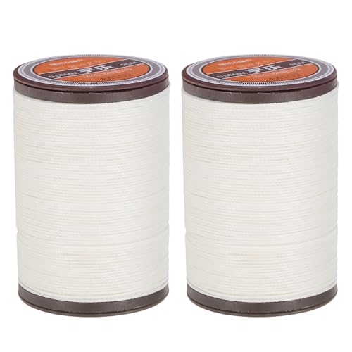 sourcing map Rundes Ledernähgarn, gewachst, 80 m, Polyester-Wachsschnur, 0,55 mm Wachsschnur für Lederhandwerk, Buchbindung, Armbänder, geflochten, cremeweiß, 2 Stück von sourcing map