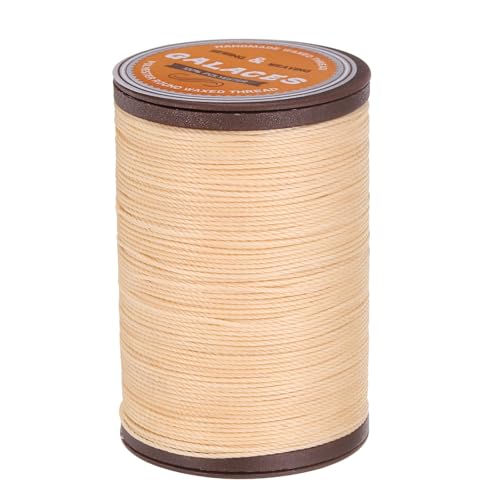 sourcing map Rundes Ledernähgarn, gewachst, 80 m, Wachs-Polyesterschnur, 0,55 mm, gewachste Nähschnur für Lederhandwerk, Buchbindung, Armbänder, geflochten, Perlweiß von sourcing map