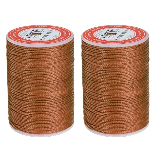 sourcing map Rundes Ledernähgarn, gewachst, 85 m, Polyester-Wachsschnur, 0,65 mm Wachsschnur für Lederhandwerk, Buchbindung, Armbänder, geflochten, Dunkelbraun, 2 Stück von sourcing map