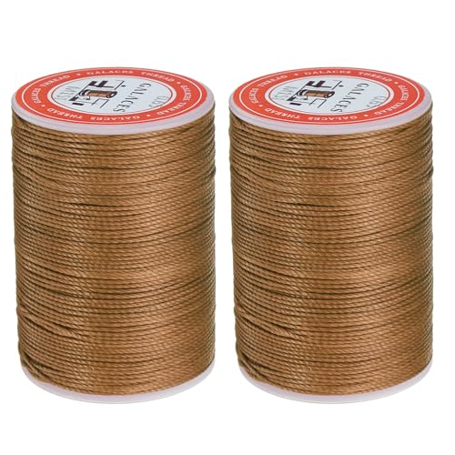 sourcing map Rundes Ledernähgarn, gewachst, 85 m, Polyester-Wachsschnur, 0,65 mm Wachsschnur für Lederhandwerk, Buchbindung, Armbänder, geflochten, Sattelbraun, 2 Stück von sourcing map