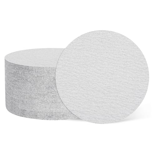 sourcing map Schleifscheiben, 152 mm, Körnung 100, Klett-Schleifpapier, Exzenterschleifer-Pads für Holzbearbeitung, Automobil, Metallpolitur, Weiß, 50 Stück von sourcing map