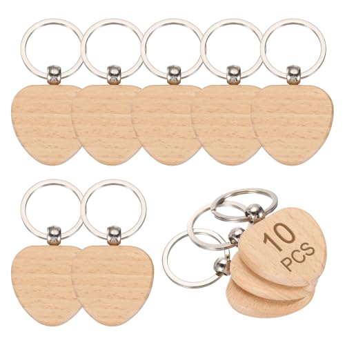 sourcing map Schlüsselanhänger aus Holz, 4,1 x 3,8 cm, Herzform, Holzgravur, Rohlinge, unlackierte Schlüsselanhänger für DIY-Geschenke, Basteln, 10 Stück von sourcing map