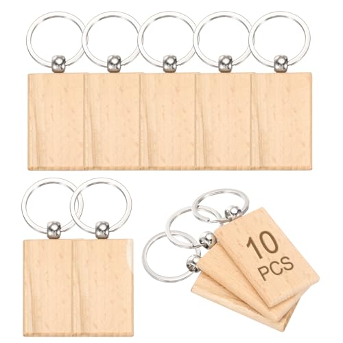 sourcing map Schlüsselanhänger aus Holz, 5,3 x 3,3 cm, rechteckig, Holzgravur, Rohlinge, unlackierte Schlüsselanhänger für DIY-Geschenke, Basteln, 10 Stück von sourcing map