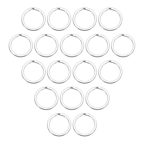 sourcing map Spaltringe, 0,2 cm dick, 2,8 cm Außendurchmesser, 304 Edelstahl, offener Biegering, solide, flache Schlüsselanhänger-Schlaufe, Schnalle für Schlüsselanhänger, Autoschlüssel, 30 Stück von sourcing map